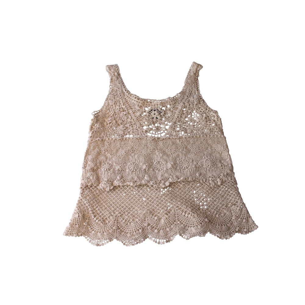 American Eagle Outfitters Crochet Lace Tank Top Cream Ivory Boho Festival Small